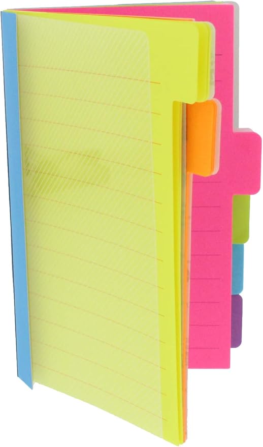 Redi-Tag Divider Sticky Notes, Tabbed Self-Stick Lined Notepads, 180 Ruled Notes, 4" x 6", 3 Books Per Pack, Assorted Colors (B10245)