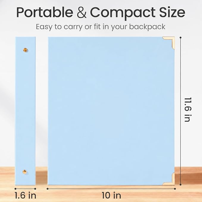 Sooez 3 Ring Binder 1 Inch with Foil Stamping & Metal Corner, Letter Size | Aesthetic Three Ring Binder, 175 Sheets, Fits 8.5" x 11" / A4 Paper, Interior Pocket, School Home Office Wedding Recipes