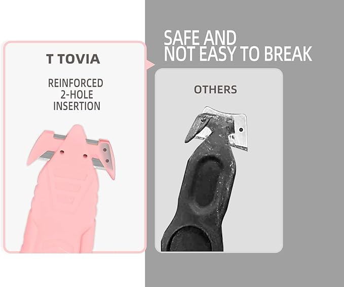 T TOVIA 100 Pcs Safety Box Cutter Knife of Double-sided Recessed Concealed Blade for Household, Warehouse, Workshop - Pink