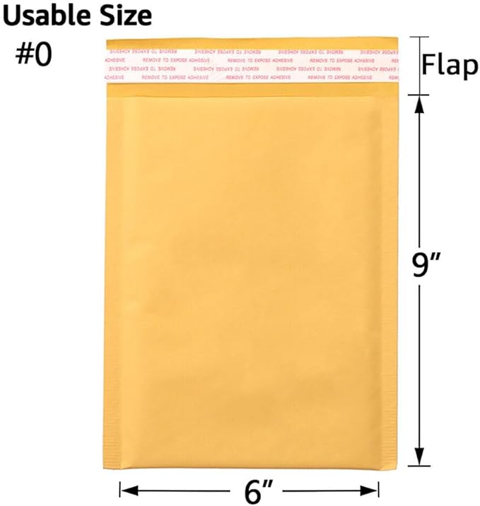 Kraft Bubble Mailers [10 Pack] Shipping Mailing Packing Padded Envelopes #0 (6" x 9")