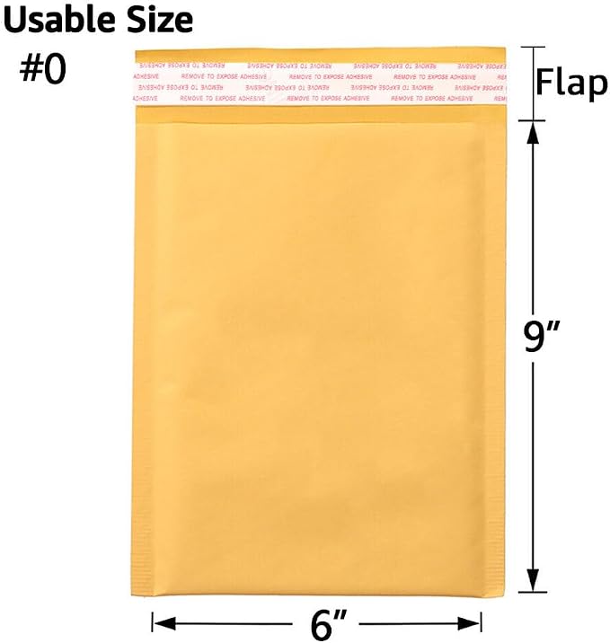 Kraft Bubble Mailers [10 Pack] Shipping Mailing Packing Padded Envelopes #0 (6" x 9")