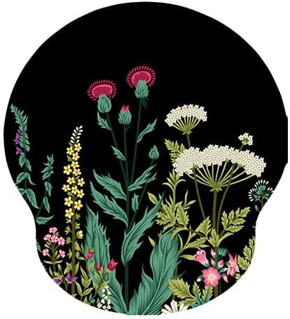 Auhoahsil Ergonomic Mouse Pad with Wrist Rest, Comfortable Silicone Non-Slip Computer Pain Relief Gel Mouse Mat with Wrist Support for Gaming, Work, Office, Women & Men, Cute Pattern, Night Flowers