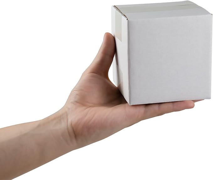 White Shipping Boxes 4x4x4 Inches Small Corrugated Cardboard Boxes, 25 Pack