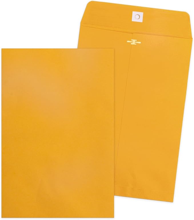 Goefun Small Manilla Envelopes 5 x 7.5 inch, 100 Pack | Clasp Closure, Gummed Seal, For Mailing, Photos & Storage