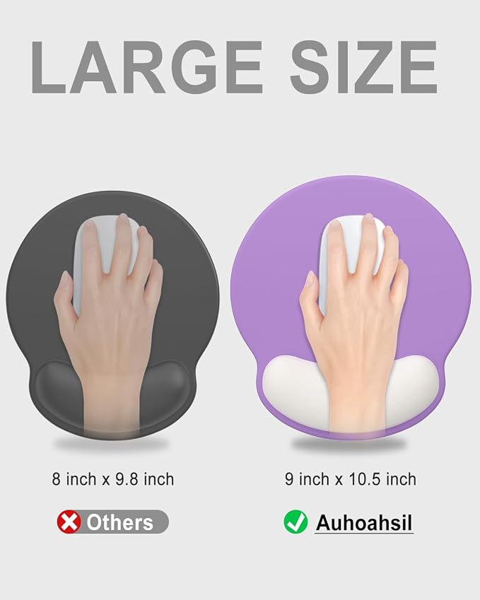 Auhoahsil Ergonomic Mouse Pad with Wrist Rest, Comfortable Silicone Non-Slip Computer Pain Relief Gel Mouse Mat with Wrist Support for Gaming, Work, Office, Women & Men, Cute Pattern, Purple Beige