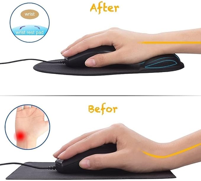 Office Mousepad with Gel Wrist Support - Ergonomic Gaming Desktop Mouse Pad Wrist Rest - Design Gamepad Mat Rubber Base for Laptop Computer -Silicone Non-Slip Special-Textured Surface (06Red)