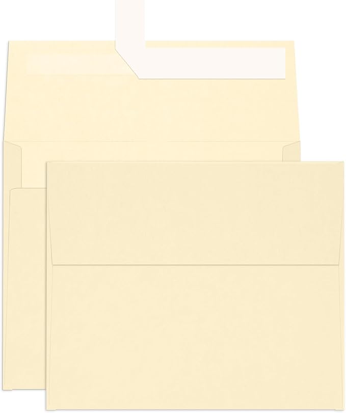 100 Pack A2 Ivory Envelopes, Goefun 4.375 x 5.75 Printable Invitation Envelopes 120 GSM, Cream Self Seal for DIY Greeting Cards, Photos, Invitations, Weddings, Graduation, Baby Shower