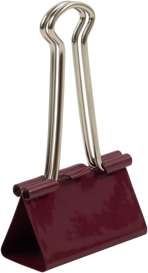 JAM PAPER Colorful Binder Clips - Large - 1 1/2 Inch (41 mm) - Burgundy Binderclips - 12/Pack
