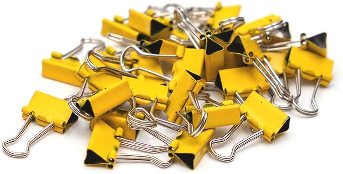 JAM PAPER Colorful Binder Clips - Extra Small - 3/5 Inch (15 mm) - Yellow Binderclips - 30/Pack