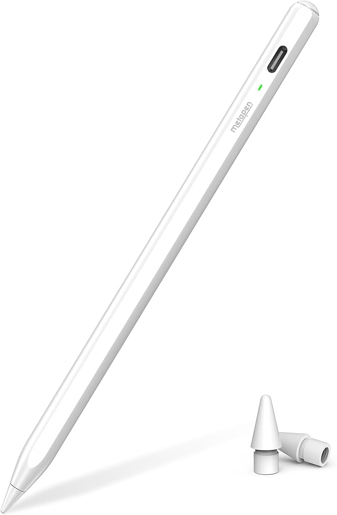 Metapen Pencil Air8 for Apple iPad 2018-2026, 10 Min Faster Charge, Palm Rejection Stylus Pen for iPad a16/11/10/9/8/7/6th Gen, Pro 12.9/11/13-inch M4, Air 3/4/5/M2/M3/M4, Mini 5/6th