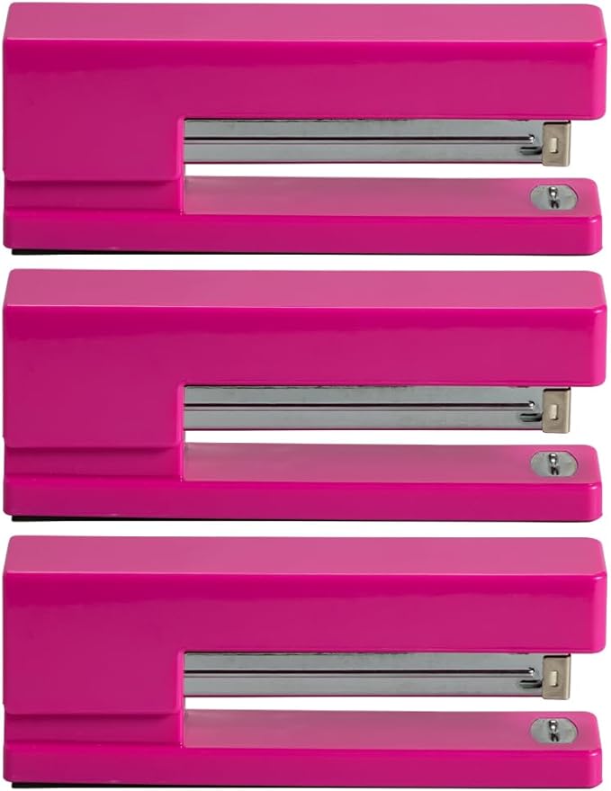 JAM PAPER Modern Desk Stapler - Pink - 3/Pack