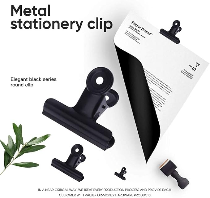 YUCHIYA 20 Pack Metal Clips with 20 Push-pins, Mini Binder Clips, Black (1.25 Inch)