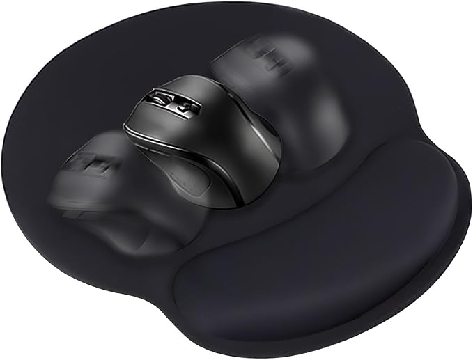 TONOS Ergonomic Mouse Pad, Comfortable Mousepad with Memory Foam Wrist Rest Support. Black Mouse Pad with Smooth Surface & Non-Slip Rubber Base for Computer, Laptop, Office and Home