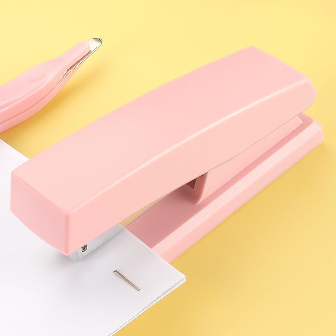 ZZTX Stapler, Desktop Staplers with 1000 Staples and Staple Remover, Pink