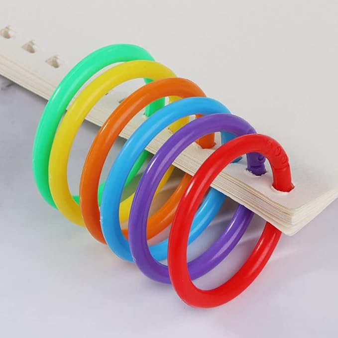 Plastic Binder Rings 1 Inch, Flexible Loose Leaf Book Rings, Colorful Keychain Clips for Index Cards, Scrapbooks, Word Cards and Documents (140 Pack)