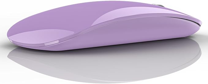 TENMOS M18 Bluetooth Mouse, USB C Rechargeable Wireless Mouse,Silent-Purple | Tri-Mode BT5.1/5.0+2.4G, Quiet Click, Portable, Battery Level Visible, USB Receiver,Type C Adapter, for Laptop/MacBook/iPad
