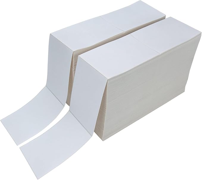 L LIKED 4000 4x6 Thermal Shipping Labels Fanfold, Direct Thermal Printer Labels Compatible with Zebra Rollo - Perforated Strong Adhesive | 2stacks, 3000 Labels/Stack, Perforated, BPA Free, Permanent Adhesive, Compatible with Most Direct Thermal Printers