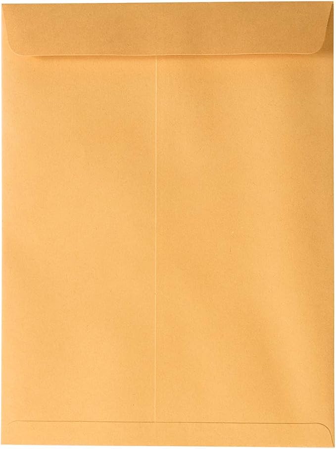 JAM PAPER 9 x 12 Open End Catalog Premium Envelopes with Peel and Seal Closure - Brown Kraft Manila - 50/Pack