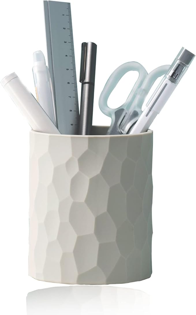 minimaliving Pen Holder,Nordic Style Silicone Waterproof Pencil Holder for Desk Simple&Modern Minimalist Makeup Organizer Multifunctional Office Supplies for Home,Kids and School(Light grey)
