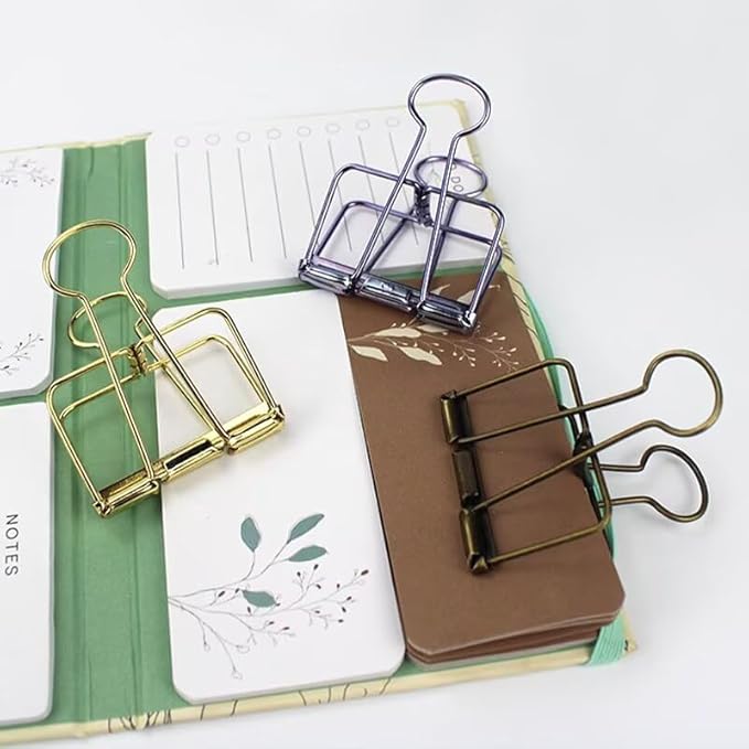 16PCS Large Binder Clips Fancy Binder Clips Metal Hollow Paper Organizer Metal Paper Clamps Decorative Tool for School Office Paperwork Multicolor (L)