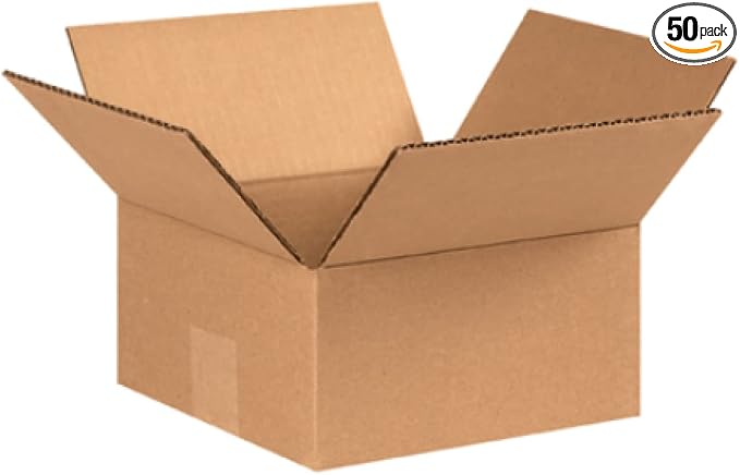 Secure Seal - 8x8x4 Pack of 50 Corrugated Cardboard Packing Shipping Mailing Moving Carton Boxes