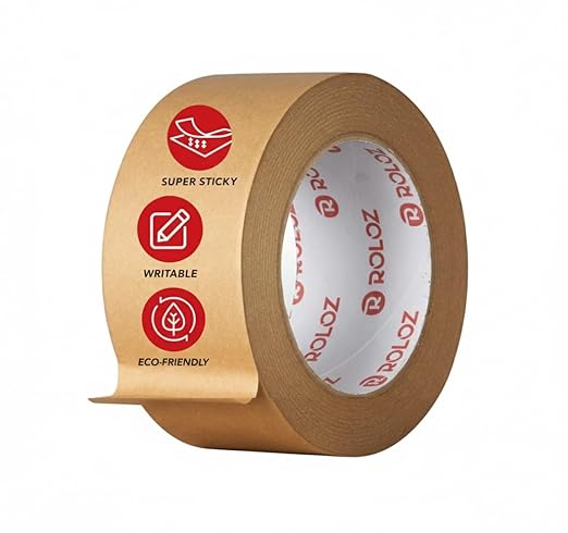 Brown Kraft Paper Packing Tape 1pk 2in x 44 yd – Strong Adhesive, Hand-Tearable, Writable Shipping Tape for Moving Boxes – Ideal for Packing, Mailing, Storage, and Shipping