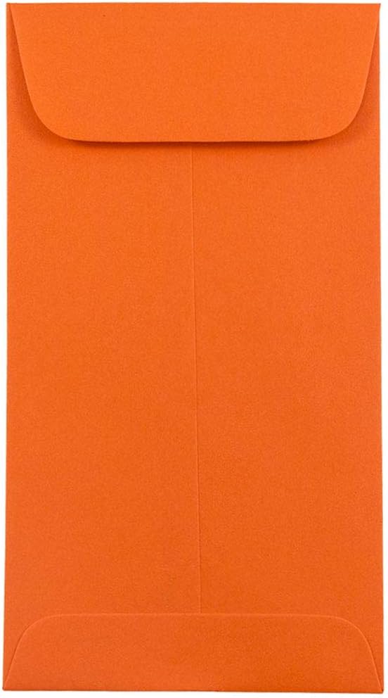 JAM PAPER #7 Coin Business Colored Envelopes - 3 1/2 x 6 1/2 - Orange Recycled - 50/Pack