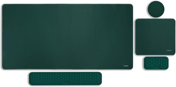 MOSISO Large Gaming Mouse Pad&Massage Keyboard Wrist Rest, Peacock Green | Mousepad&WristRest&Coaster,Ergonomic Non-Slip Base Pad Set&Pain Relief Easy Typing Cushion with Memory Foam for Home Office