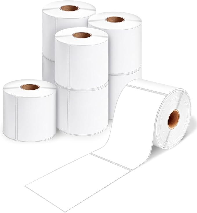 ESSENTIAL 3" x 5" White Direct Thermal Labels for Barcodes, Address | Permanent Adhesive, Shipping Labels, Compatible with Zebra, Rollo and Other Desktop Printers, 350 Labels of Roll, 8 Rolls