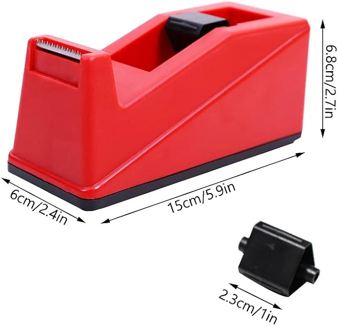 DBKMPZ Classic Desktop Tape Dispenser,1 in Core,Non-Skid Base - with 1 Premium Rolls Invisible Clear Tape, Perfect for Office, Home, School (Red)
