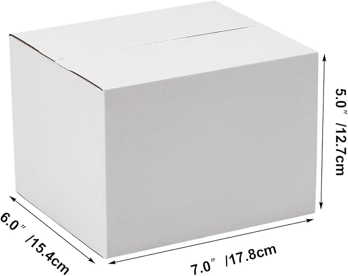7x6x5 Shipping Boxes Set of 40, White Kraft Corrugated Cardboard Small Business Boxes Mailers for Packaging, Packing
