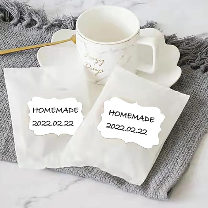SALEMAR White Label Sticker, 2x3 inch Fancy Shape Labels for Essential Oil Bottle or Food Jars, Name Tags Stickers, 200PCS(White)