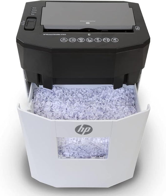 HP - Micro Cut Paper Shredder, 9-Sheet Manual, 80-Sheet Auto Feed | Micro Cut High Security Shredding, Auto Feed And Manual Capacity, Jam-Resistant Performance, Rolling Casters, Midsize Design