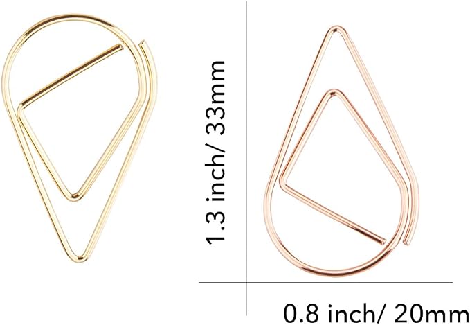 Multicolor Cute Paper Clips Assorted Sizes 300 Pack | Stainless Steel, Drop-Shaped, Large & Small, Colorful and Heavy Duty, Bookmark