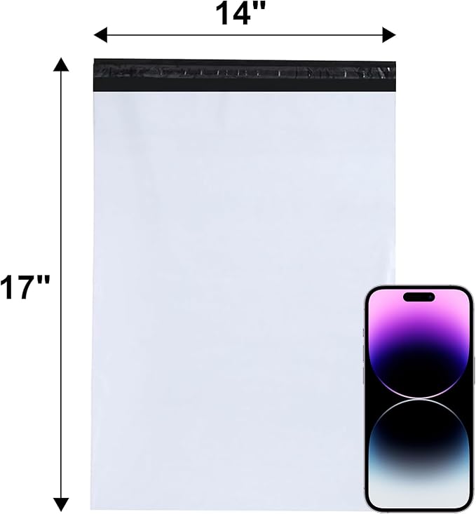 9527 Product Poly Mailers 14x17 Large Envelopes Shipping Bags Self Sealing,100 Bags,14x17 inches, 2.5 Mil (White)