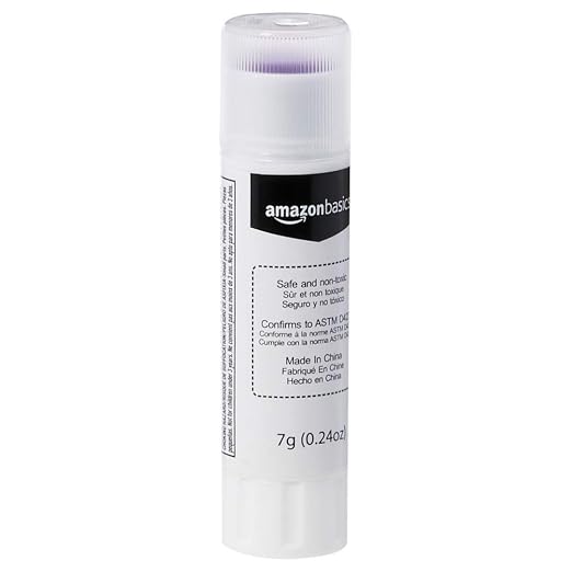 Amazon Basics Purple Washable School Glue Sticks for Classroom Supplies and Craft Projects, Dries Clear, 0.24-oz Stick, 60-Pack