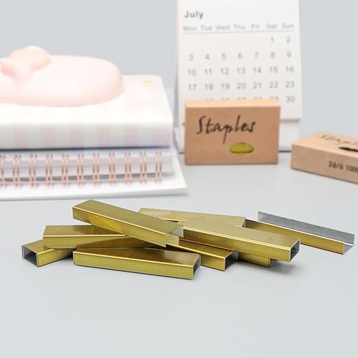 NatSumeBasics 3000 Yellow Gold Staples 26/6 Standard Colored Staple Refill for Desk Stapler, 1000 Per Pack, Total 3 Pack Staples (Yellow Gold)