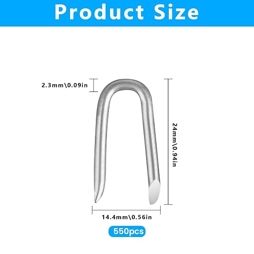 550 Pcs Wire Staples,Fence Staples,u Shaped Nails,Steel U Nails for Fencing | U Shaped Wire Nails, Galvanized Barbed Wire Fencing Staples,Fasteners for Wood Garden Barbed Chicken Wires Hardware