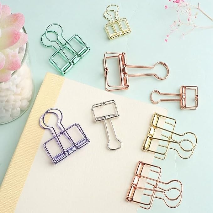 Purple Binder Clips - 36 Pack, 3/4 Inch, 19mm, Hollow Out, Capacity 0.31 Inch, Fold Clamp, Paper & Office Clips