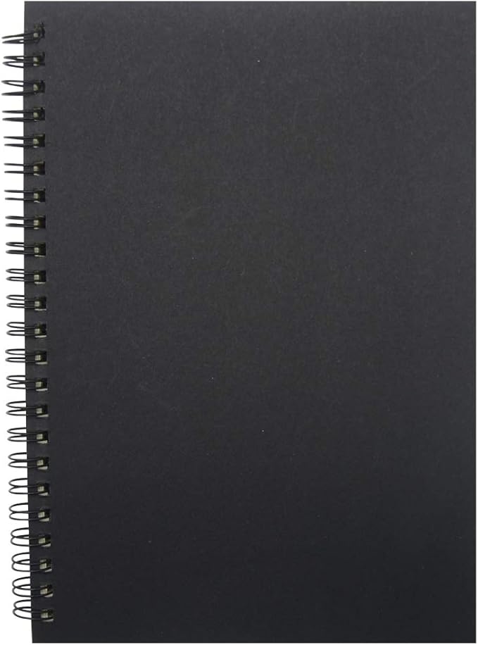 Yansanido Spiral Notebook, 4 Pcs A5 Black Craft Softcover 8mm Ruled 60 Sheets -120 Pages Journals for Study and Notes (A5-4 pcs Black/Lined)