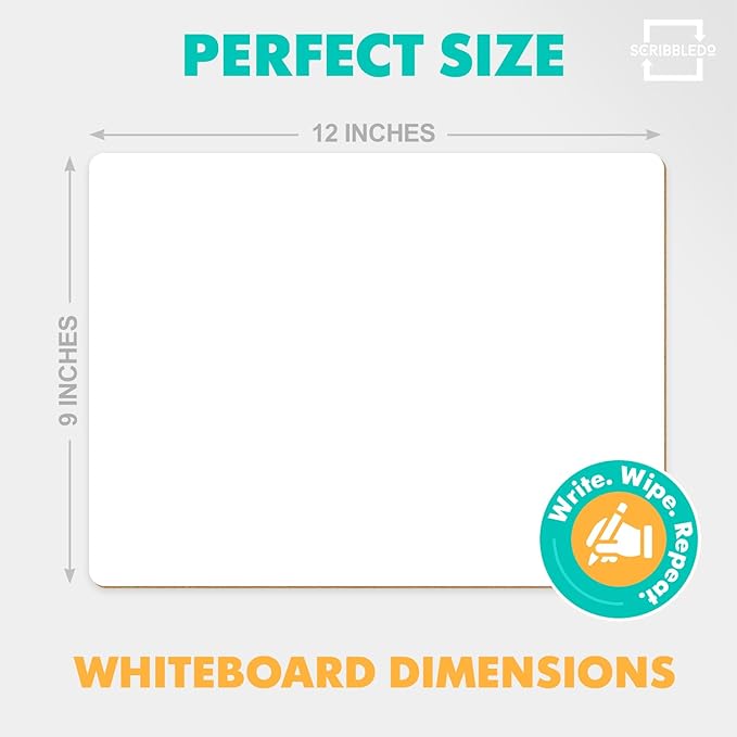 Scribbledo 2 Pack 9x12 Inch Small White Board and Mini Dry Erase Board Handheld Whiteboards for Students, Home, Office, and Kitchen Use, Dry Erase Boards