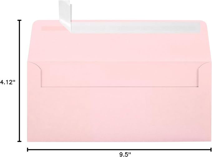 LUXPaper #10 Business Envelopes | Peel & Press | 4 1/8" x 9 1/2" | Candy Pink | 80lb. Text | 50 Qty