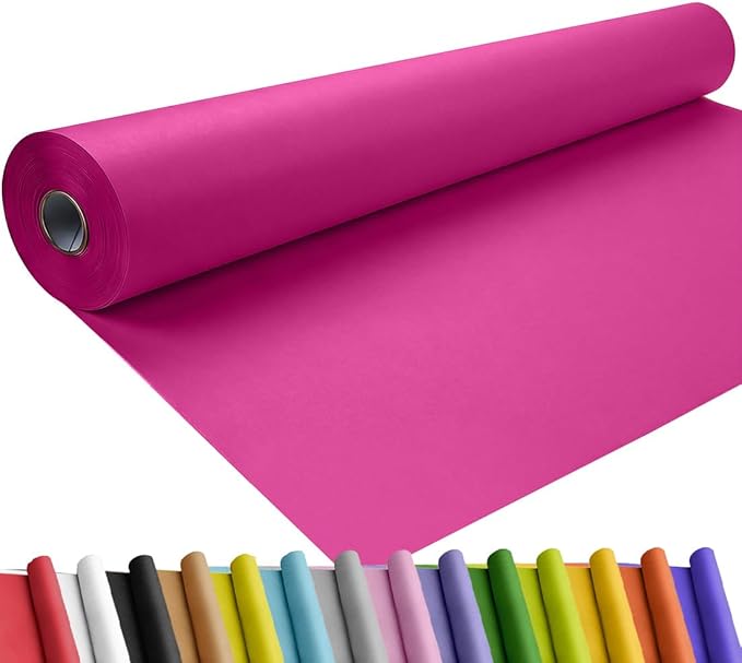 SMART&CASUAL 36" x 1,500" (125') Rose Red Kraft Craft Paper Roll for Gift Wrapping Bulletin Board Bouquet Flower Kids Art Packing Parcel Table Covering 80GSM 55LB (Rose Red, 36" x 125')