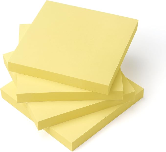 OSBOO Sticky Notes 3x3 with Bright Colors, 4 Pads 90 Sheets/Pad (Yellow) | Bright Yellow Self-Stick Notes Pads, 360 Sheets Total, Easy to Stick and Remove, Perfect for Office, School and Home