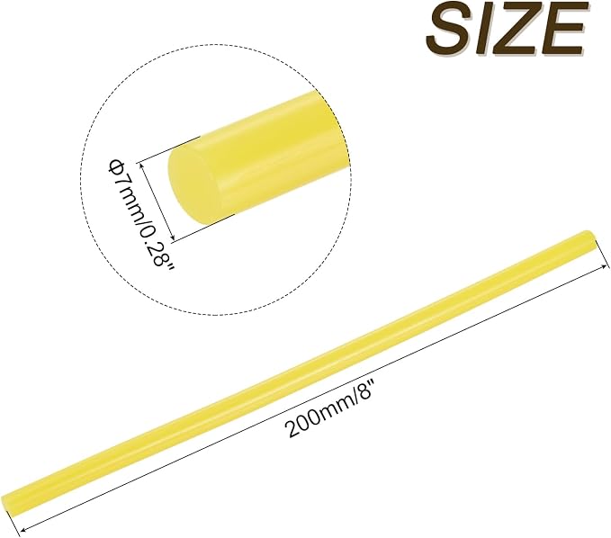 uxcell 30pcs Full Size Hot Glue Gun Sticks 8-inch x 0.27-inch High Sticky Small Hot Glue Sticks for Glue Gun, Yellow