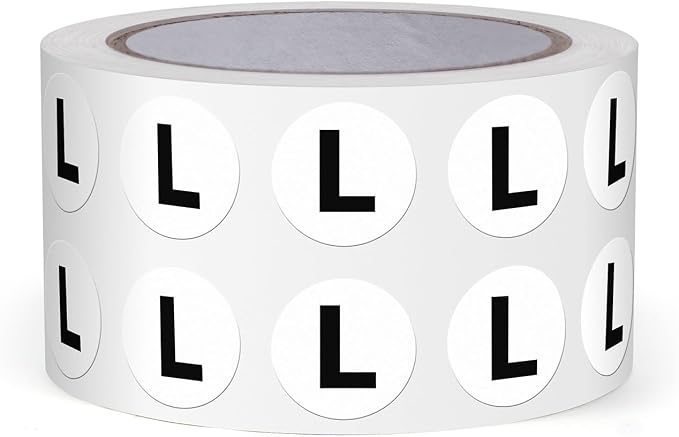 Letter L Stickers 0.5 Inch Vinyl Round Alphabet Label 1000 PCS | Self-Adhesive, Removable, Waterproof, Circle Capital Dots Tags, for Home Office Inventory Classroom