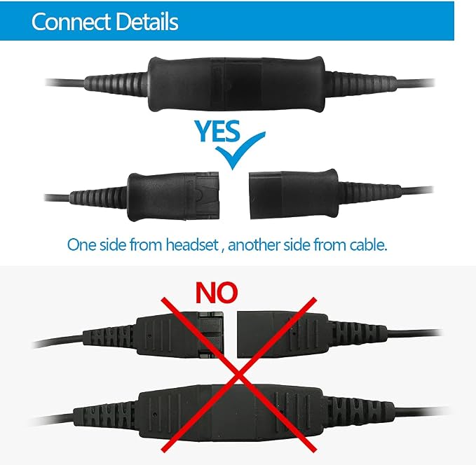 Telephone-Headset with Noise-Cancelling Microphone – Call Center Quick Disconnect (QD) Headset with RJ09 Cables, compatible with Yealink, Grandstream, Polycom, Snom, Fanvil, and Mitel Phones (Mono)