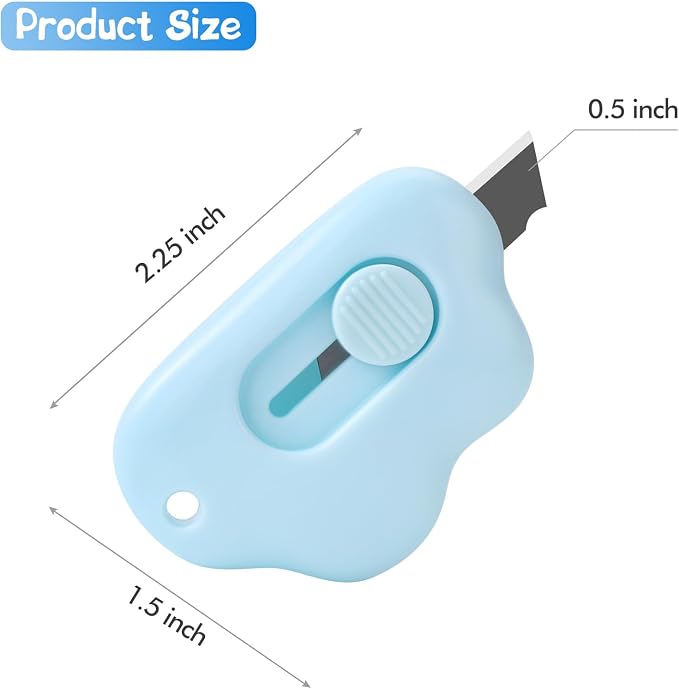 Cloud Shaped Retractable Box Cutter Set - 3Pcs Mini Utility Knife Letter Opener Envelope Slitter, Mini Box Cutters Retractable