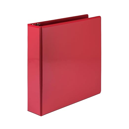 Samsill 2 Inch 3 Ring Binders, Economy Round Ring, Clear View Cover, 425 Sheet Capacity - for School, Home, Office - Red, 12 Pack