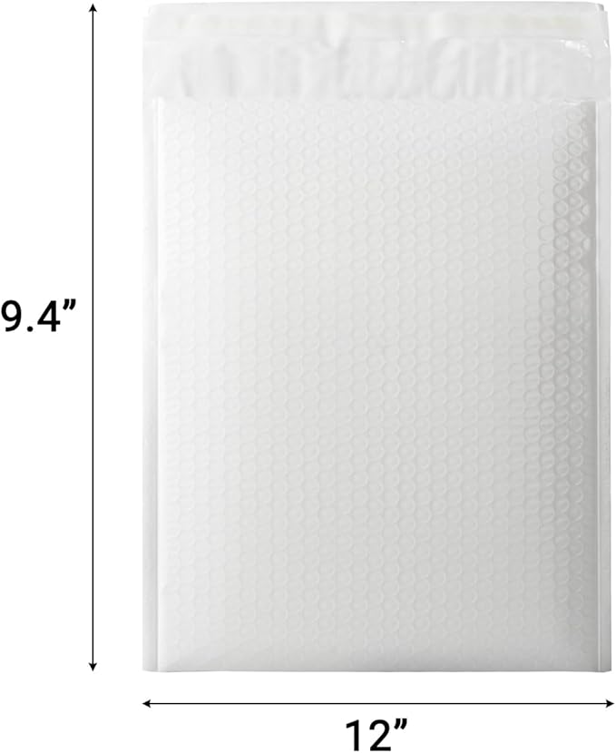25 Pcs White Bubble Mailers 9.4x12 Inch，Large Poly Bubble Mailers Padded Envelopes Self SeaL Bubble Envelopes Bags Packaging, Shipping (Fit for 8.5 x 12" Item)